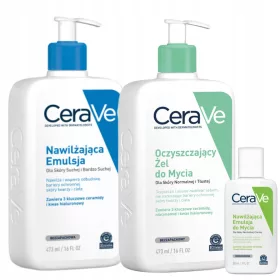   Set complet CeraVe pentru îngrijirea pielii, 2 x 473ml + bonus 88ml, pentru diverse tipuri de ten