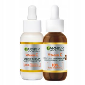    Set Garnier: ser de față pentru decolorări cu vitamina C și niacinamidă pentru zi, ser de noapte cu vitamina C și acid hialuronic