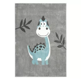  120x170 cm COVOR DINOZAUR GRI TURCOAZ PENTRU COPII
