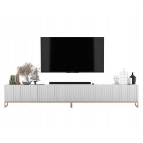  Suport TV Glamour. Suport TV modern, alb mat, 300 cm