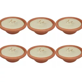   Set de 6 Lumânări Retro din Ceramică cu Flacără Deschisă
