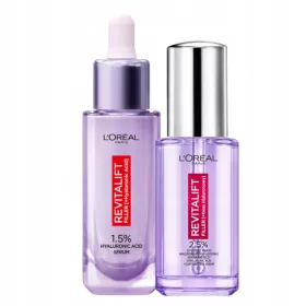    Set de umplere L'Oreal Revitalift: ser de față antirid cu acid hialuronic, ser hidratant pentru ochi cu vitamina Cg și niacinamidă