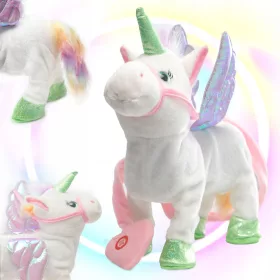  Jucăria interactivă cu unicorn umblă și cântă alb