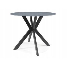    Masa rotunda pentru sufragerie TALIA 90, efect marmura gri/Signal negru