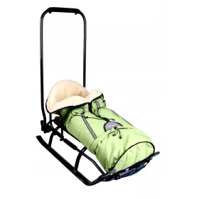    Sanie pentru copii cu spătar, sac de dormit și împingător, curele PL solide, ușoare din aluminiu