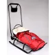  O sanie metalica cu spatar pentru copii, cu sac de dormit si impingator, puternica, poloneza