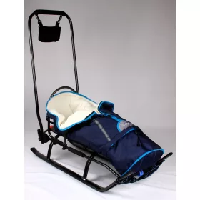    Sanie cu spatar si sac de dormit pentru copii, impingator, chingi solide, usoare din aluminiu PL