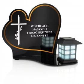    Lumanare solara LED + STAND, sticla acrilica cu DEDICATIE pentru MORMANT, CIMITIR