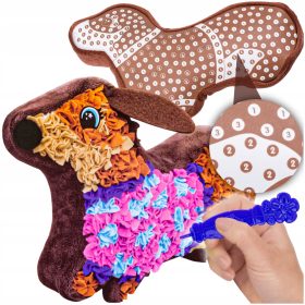    SET creativ pentru o fata, o mascota caine, o perna, o broderie DIY