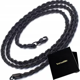    Lanț frumos de oțel pentru bărbați, 50 cm NEGRU, cadou perfect versatil