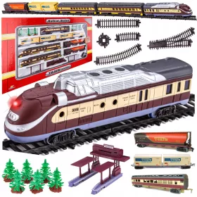    Tren Tren Locomotivă electrică 6 MAȘINI Copaci șine Platformă Fenfa 1:87