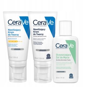   Set CeraVe pentru Hidratarea Intensivă a Pielii Normale și Uscate, SPF 50, 52ml + Gel Demachiant 88ml