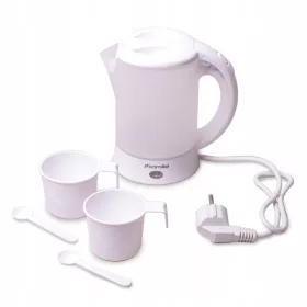    Fierbător electric Kamille plastic 0,6 l, alb, nuanțe de albastru