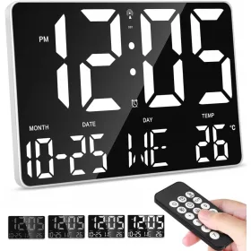    CEAS DE PERETE ELECTRONIC DIGITAL CU TELECOMANDA TEMPERATURA DATA CEAS DESTEPTATOR LED