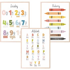    Set 3 postere A3 MONTESSORI Alfabet Educativ Numere Culori Diverse modele