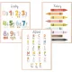  Set 3 postere A3 MONTESSORI Alfabet Educativ Numere Culori Diverse modele