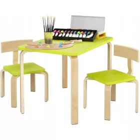    SET MOBILĂ 2 SCAUNE MESA DE JOC PENTRU COPII VERZI COLTURI ROTUNGITE