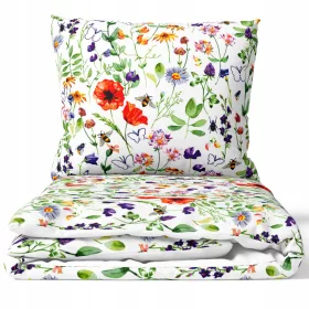   Set de lenjerie de pat din bumbac 100% polonez, 200x220 cm, cu 2 fețe de pernă bicolore
