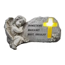    Figurină lumânare ÎNGER PĂZITTOR pentru mormântul unui COPIL/FIUL/FIICA Cruce Iluminată