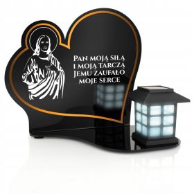    Lumanare solara, LANTERNA LED + SUPPORT ACRIL cu DEDICATIE pentru MORMANT, CIMITIR