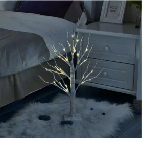    BRAD DE CRACIUN DECORAT, MESTEASEAN LED LUMINANT, 60 cm, LAMPINI ALB RECE
