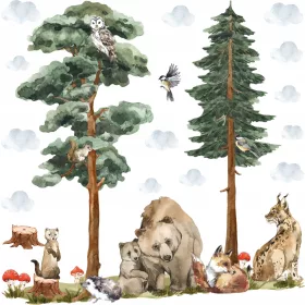  Autocolante MARI pentru copii ANIMALE PĂDURILOR