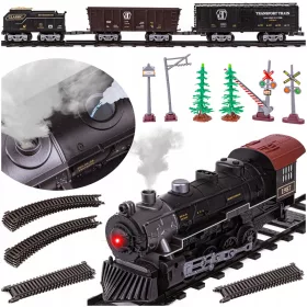    Tren electric pentru copii Locomotiva cu ABUR CONTROLATĂ Sunete Luminoase FUM ABUR