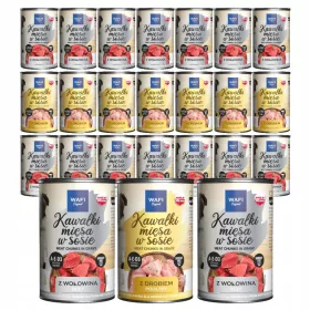    WAFI Hrana umeda pentru caini bucati in sos 24x415g 75% carne in bucati