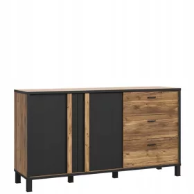  Comodă Forte HAYATO 154,5 x 42 x 85,2 cm negru mat