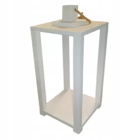  LANARNĂ DIN LEMN MOLID, LANARĂ ALBĂ cu FÂNĂ - 45 CM