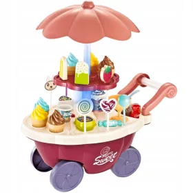    Cofetarie Inghetata Magazin Carucior pe Roti Set Inghetata Sound + Accesorii