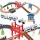  Tren din lemn, tren alimentat cu baterii, șine, set mașină pentru copii, XL, 3,2 m