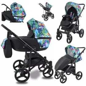    Carucior Babe boss Cavo Premium 3in1 Flowers, verde, grafit, bej