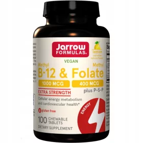   Jarrow Methyl B-12 & Methyl Folate - Suport pentru Creier, Sânge și Hormoni - 100 Tablete