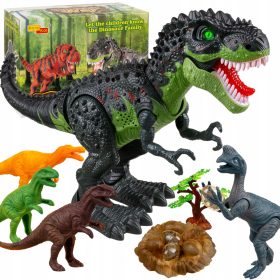    DINOZAUR T-REX FIGURĂ VERDE INTERACTIVĂ UMBĂTORUL RUGĂTOR DECĂ OUĂ