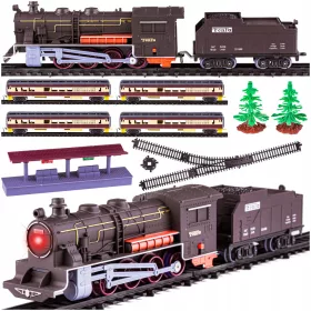    TREN TREN ELECTRIC pentru Copii Locomotiva cu abur 5 vagoane SINE STARE 325 cm