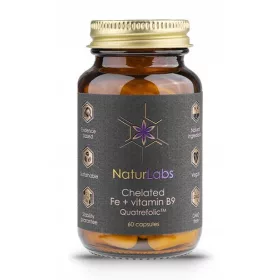   Supliment NaturLabs cu Fier Chelatat și Acid Folic Quatrefolic®, 60 Porții