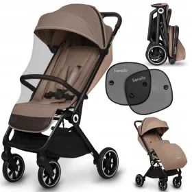    Carucior Lionelo Sports CLOE 2023 Bej nisip + Protectie solara pentru geamuri auto. 2 umbrele de soare Lionelo
