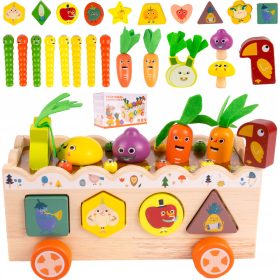    JOC DIN LEMN SORTOR DE LEGUME MONTESSORI CATCH THE WORM BLOCURI DE PUZZLE