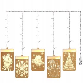    5x Perdele LED Vitralii 3D Pentru Pomul de Crăciun pentru fereastră 358