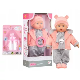    Păpușă interactivă Julka Babas Sings Tells Fairy Tales Smily Play SP84556 + Sweet Baby Magic Biberon roz SL640-3