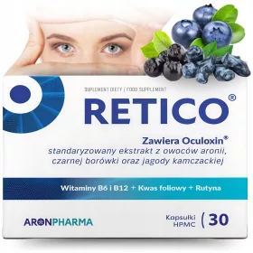   Retico® - Supliment pentru Sănătatea Ochilor cu Vitamina B6, B12 și Antociani, 30 capsule
