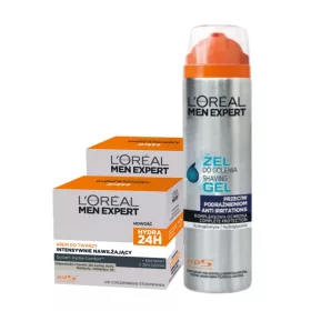  Set: 2X Loreal Men Expert Hydra Crema de fata, Gel de ras