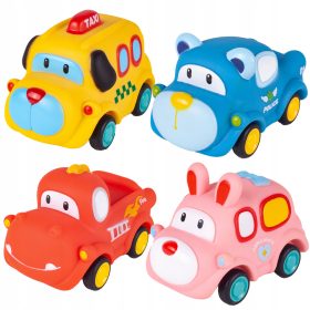  Mașini din cauciuc, mașini moi, cu antrenare, 4 buc.