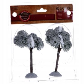    Figurine pentru oraș cu copaci acoperiți de zăpadă, 2 buc