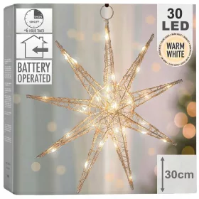    Decor luminos stea de CRACIUN AUR Decor luminos alimentat cu baterii 30cm