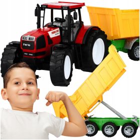    GIANT FARMER TRACTOR + MAȘINI CAMION BASCULANTE Piese mobile DRIVE 65 CM CADOU