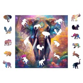    Puzzle din Lemn 25 x 25 cm ELEFANT Puzzle din Lemn 145 Piese