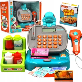    CASĂ DE CASĂ SUPERMARKET MAGAZIN SCANNER CALCULATOR ACCESORII DINOSAUR WOOPIE