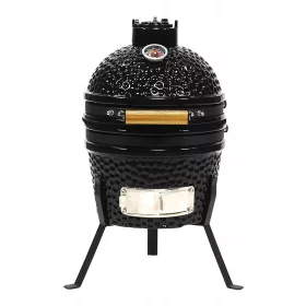    Mini Kamado grătar de grădină mobil cu cărbune pentru husă de fumat negru
